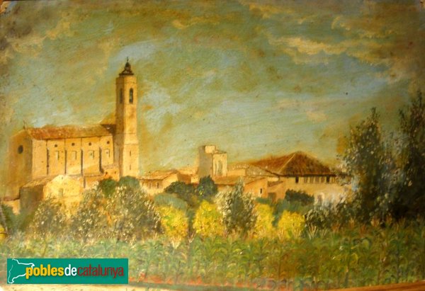 Cornellà de Llobregat - Antiga església de Santa Maria segons un vell quadre a l'oli