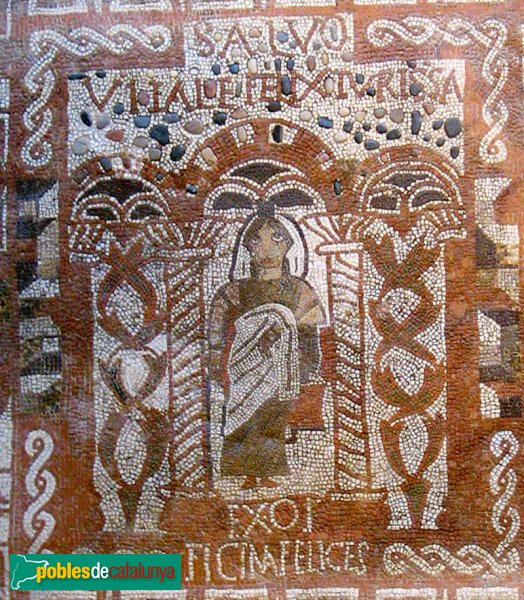 Tossa de Mar - Vil·la Romana, mosaic custodiat al Museu, detall