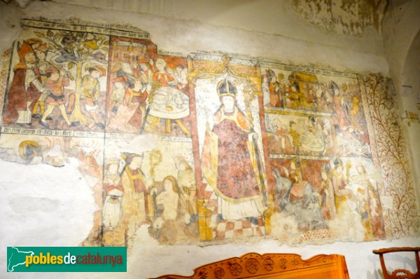 Església de Santa Eulàlia a Unha - Pintura mural del XVI que representen la vida d'un Sant
