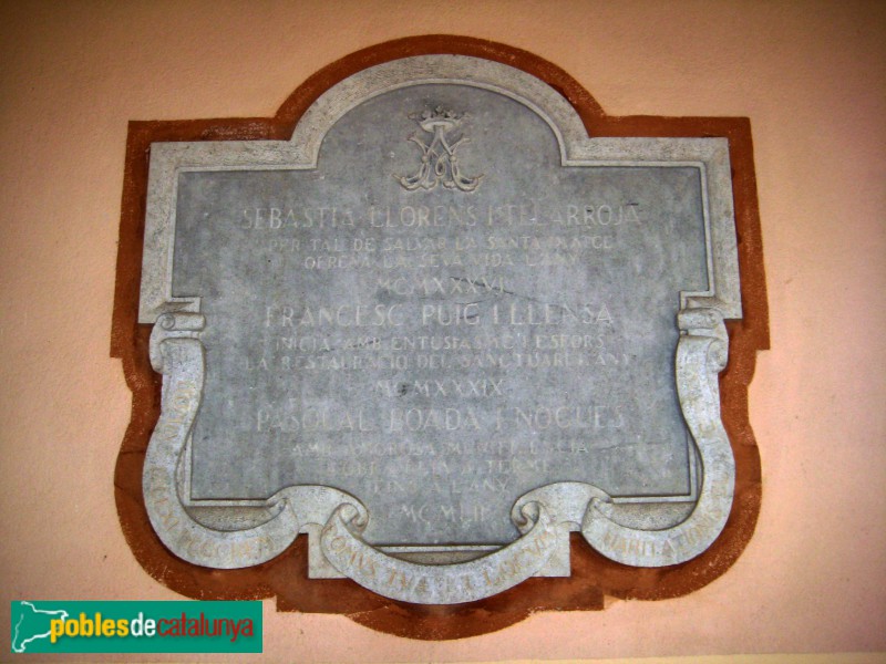 Blanes - Santuari del Vilar, làpida que conmemora el salvament de la imatge per en Salvador Llorens