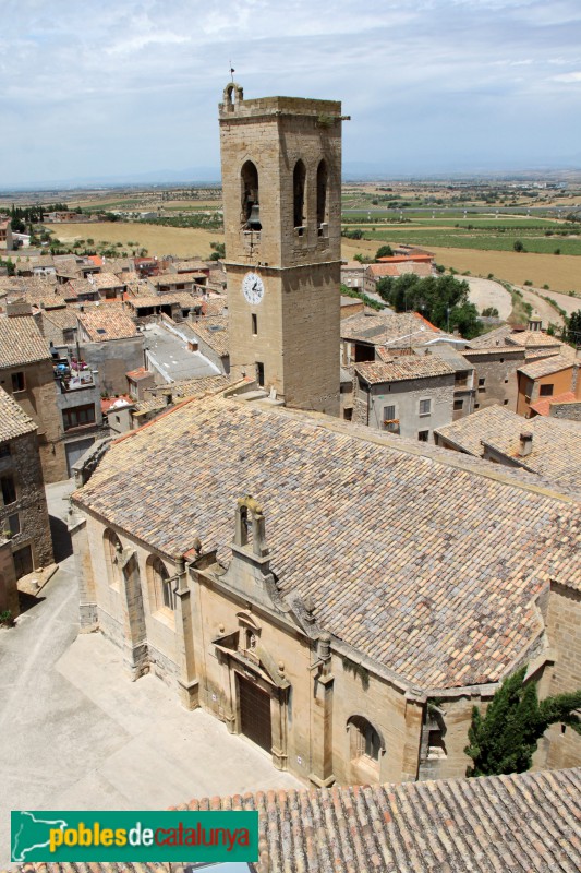 Verdú - Església de Santa Maria, des del castell