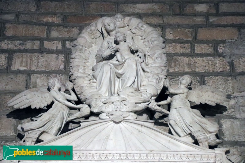 Bellpuig - Mausoleu de Ramon Folc de Cardona: Mare de Déu entre àngels