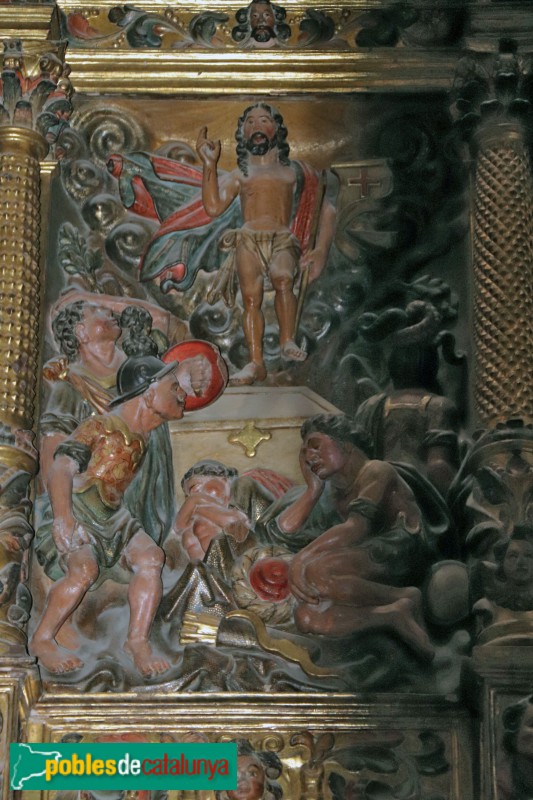 Agramunt - Església de Santa Maria, retaule del Roser, detall