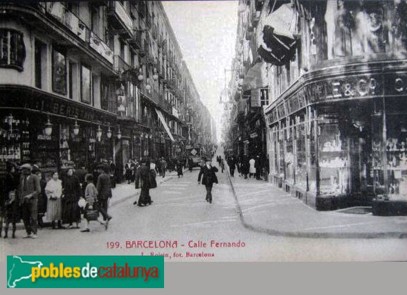 Barcelona - Carrer Ferran, postal antiga