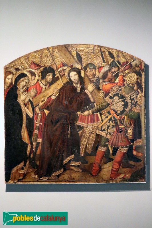 Museu Marès. Jesús camí del Calvari (Jaume Huguet c1465-79) Compartiment del retaule de Sant Agustí Vell