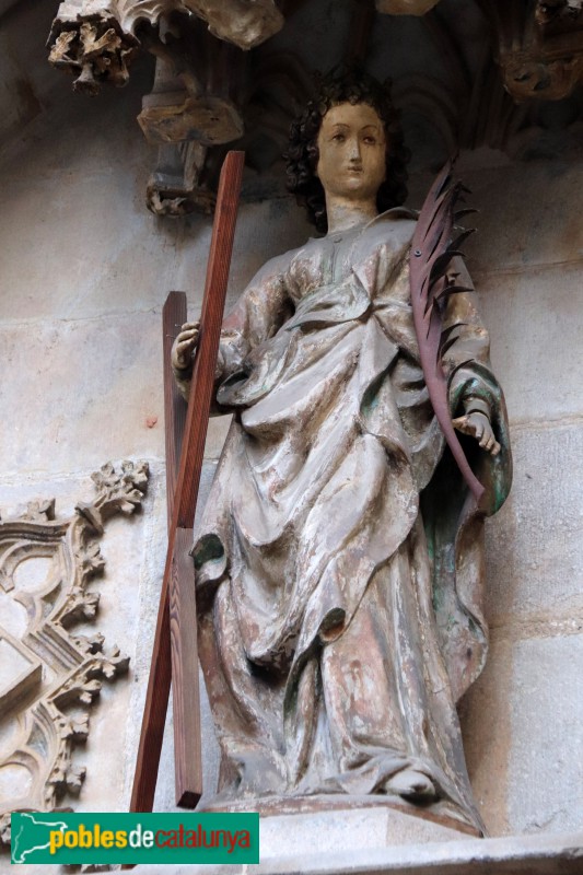 Barcelona - Catedral. Porta de Santa Eulàlia. Imatge de Santa Eulàlia (reproducció)