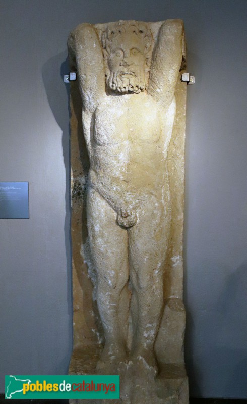 MUHBA - Figura d'atlant de gres de Montjuïc (segle I dC)