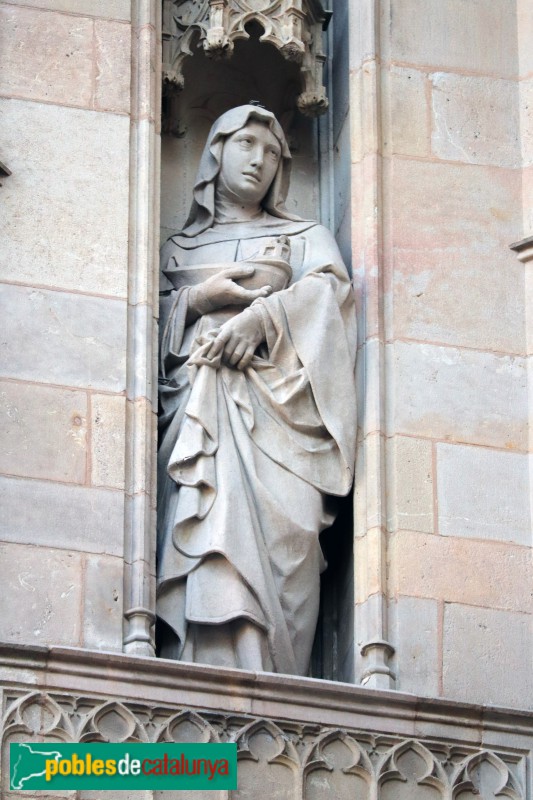 Barcelona - Catedral. Façana principal. Santa Maria de Cervelló, d'Eduard Batiste Alentorn