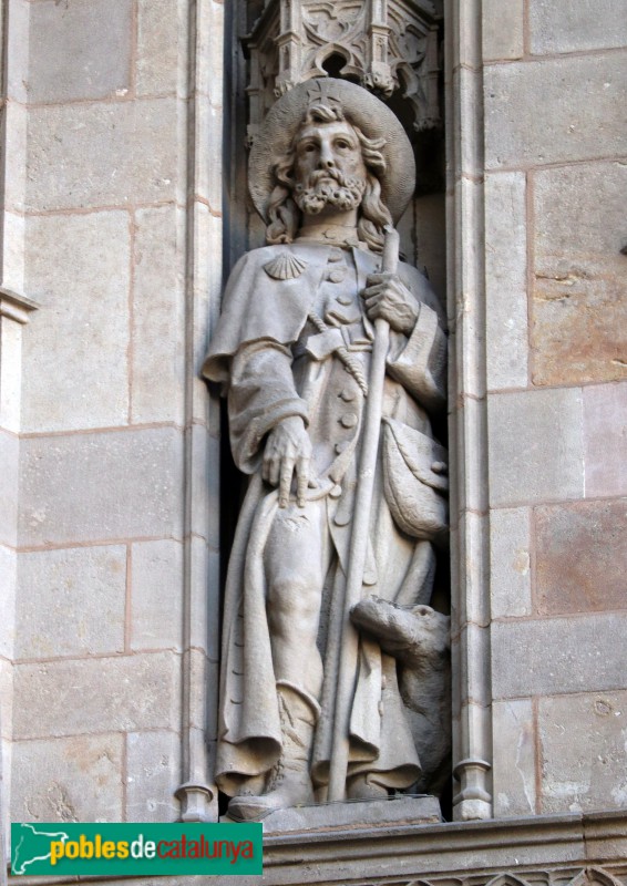 Barcelona - Catedral. Façana principal. Sant Roc, de Francesc Pagès