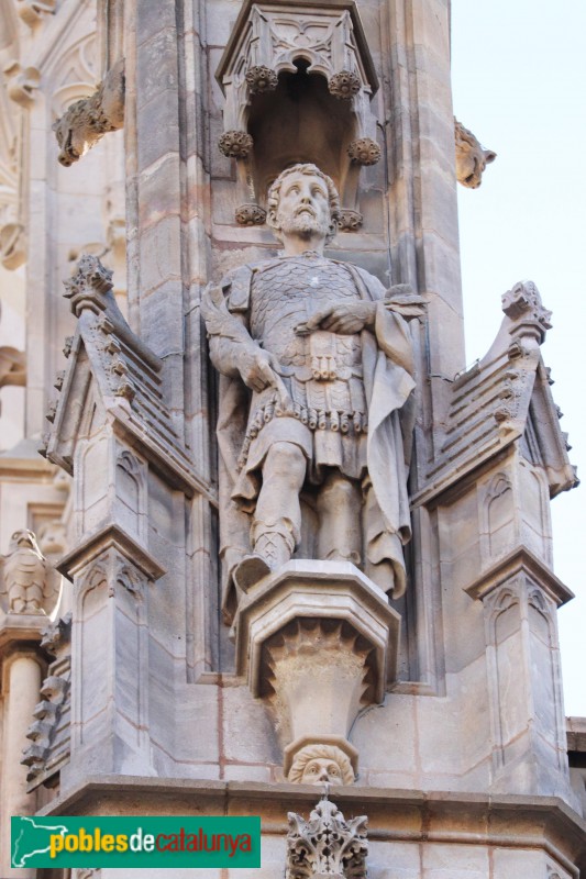 Barcelona - Catedral. Façana principal. Sant Sebastià, de Rafael Atché