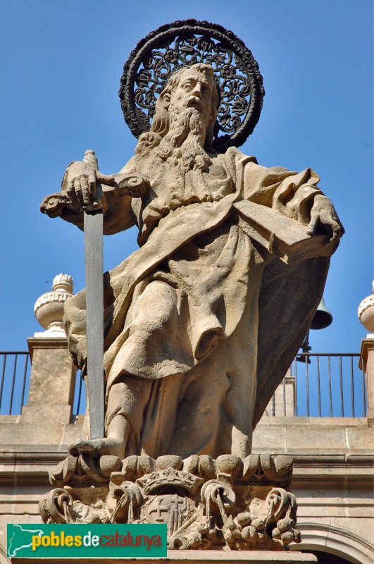 Barcelona - Casa de Convalescència. Escultura de Sant Pau