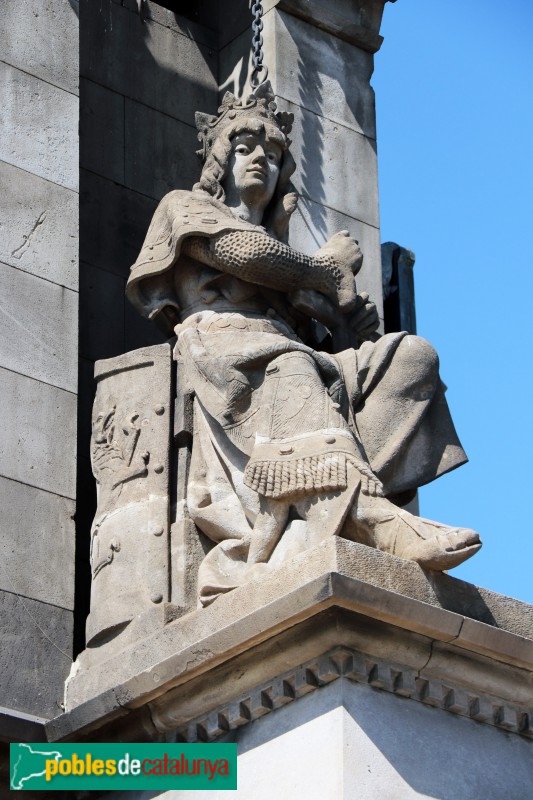 Barcelona - Monument a Colom. Regne de Lleó (Rafael Atché)