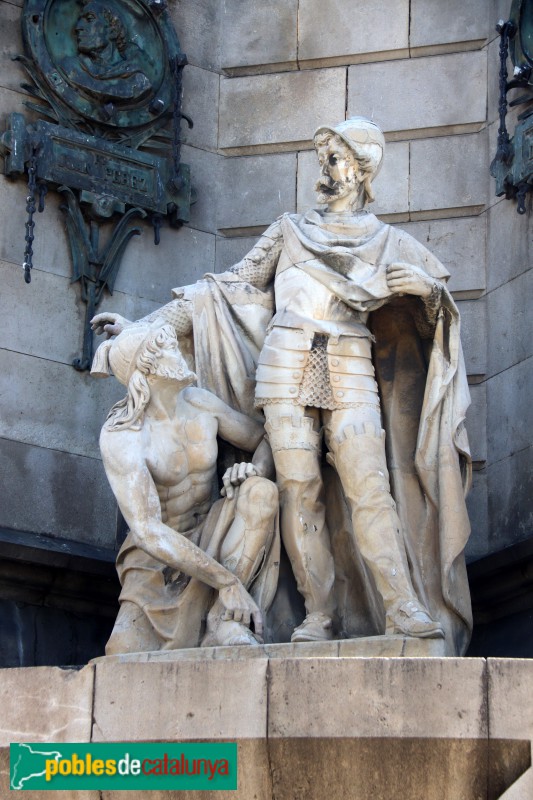 Barcelona - Monument a Colom. Pere Bertran de Margarit. Escultor Eduard B. Alentorn