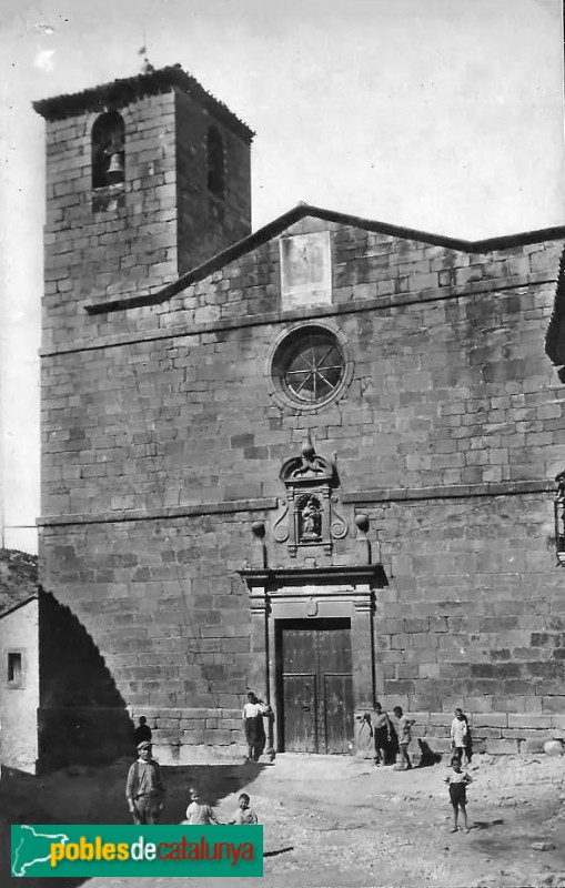 La Pobla de Cérvoles - Església de Santa Maria de la Junquera, postal antiga