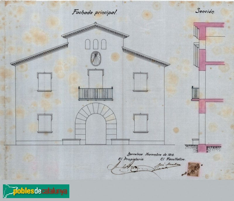 Barcelona - Camí del Totxo, 22-24.  Plànol  Arxiu Municipal del Districte de Sarrià-Sant Gervasi