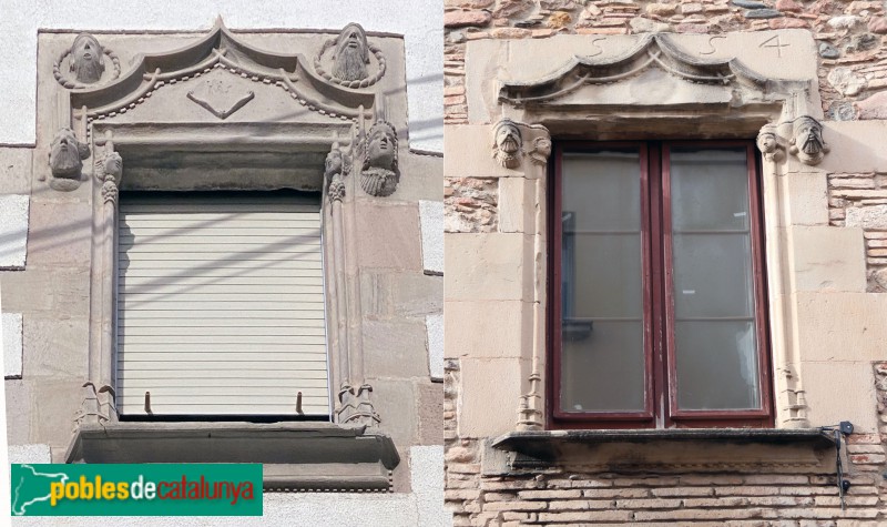 Caldes de Montbui - Comparativa finestra col·legi del Carme i una casa de Granollers