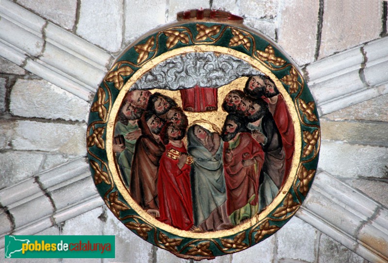 Monestir de Pedralbes - Clau de volta de l'església amb els goigs de la Verge. Ascensió de Jesús.