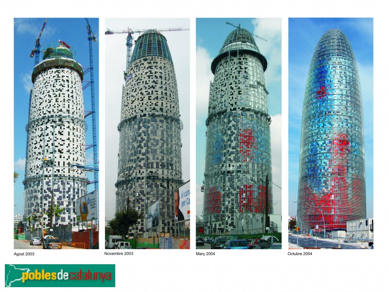 Barcelona - Torre Glòries, en diferents fases de la seva construcció