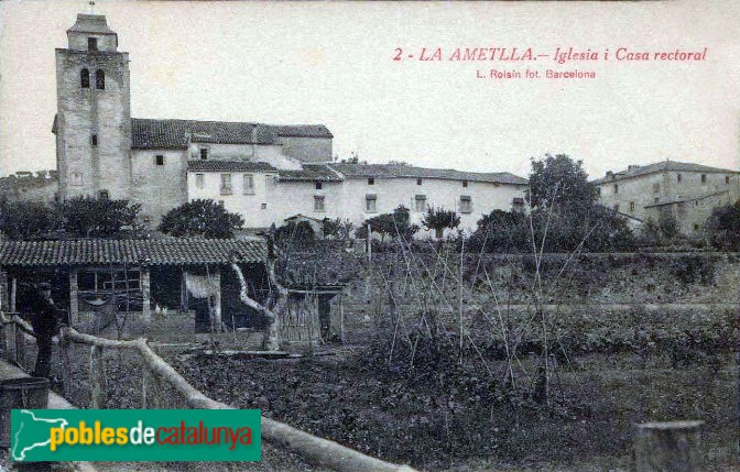 L'Ametlla del Vallès - Església de Sant Genís. Postal antiga