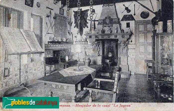 Vallromanes - Interior de can Rafart (La Joiosa). Postal antiga
