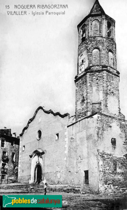 Vilaller - Església de Sant Climent. Postal antiga