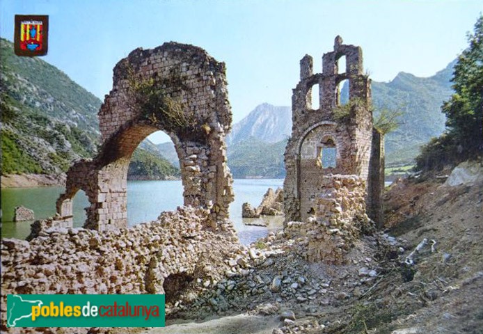 Ruïnes del monestir de Santa Maria de Lavaix. Postal antiga