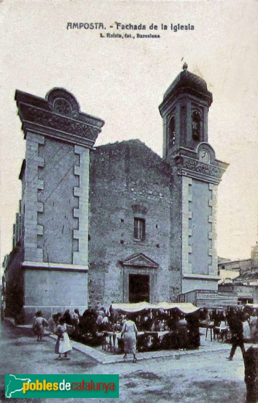 Amposta - Església de Santa Maria. Postal antiga