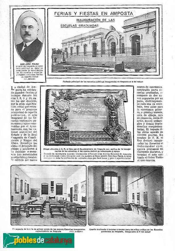 Amposta - Escoles Miquel Granell. Pàgina de la revista Tarragona, de 1912