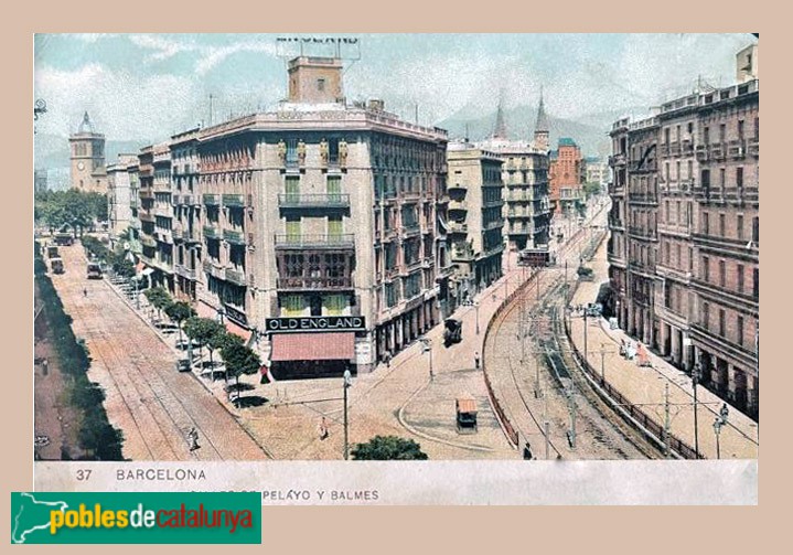 Barcelona - Pelai, 11, edifici anterior. Postal antiga