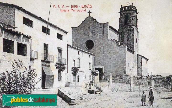 Llinars del Vallès - Església de Santa Maria. Postal antiga