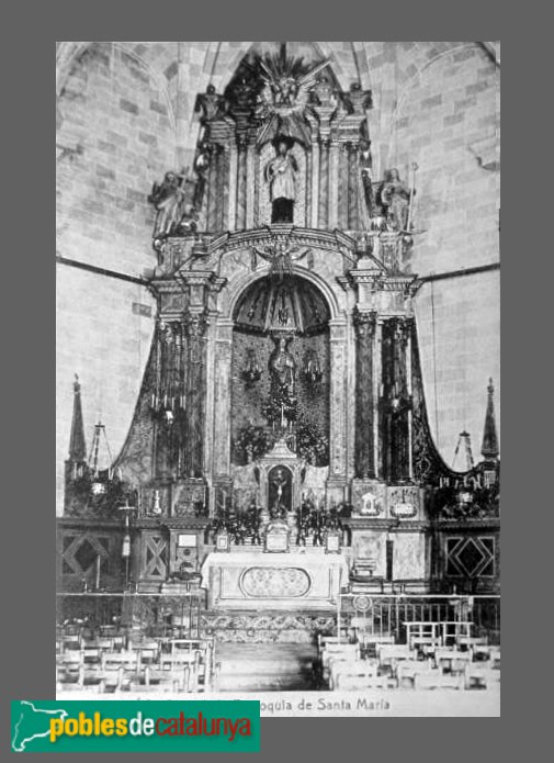 Llinars del Vallès - Església de Santa Maria. Retaule destruït. Postal antiga