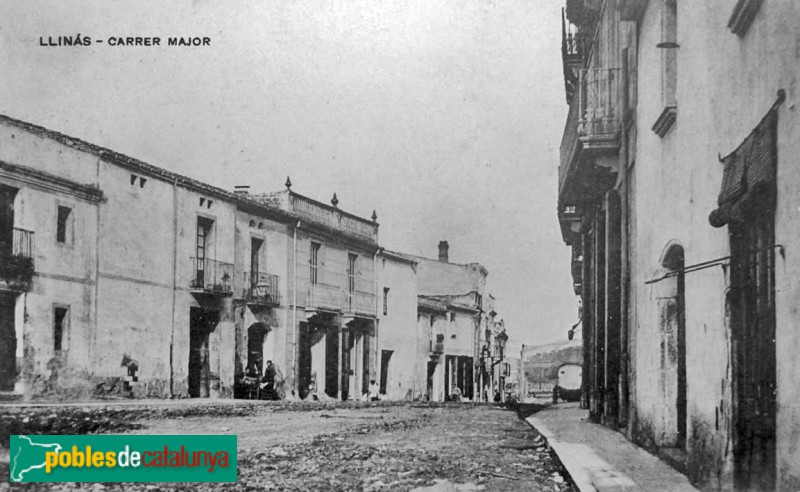 Llinars del Vallès - Carrer Major. Postal antiga