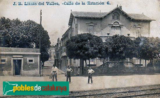 Llinars del Vallès - Carrer de l'Estació. Postal antiga