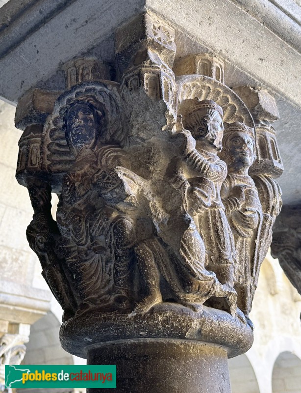 Monestir de Sant Cugat - Capitell del claustre. Anunciació (ala nord)