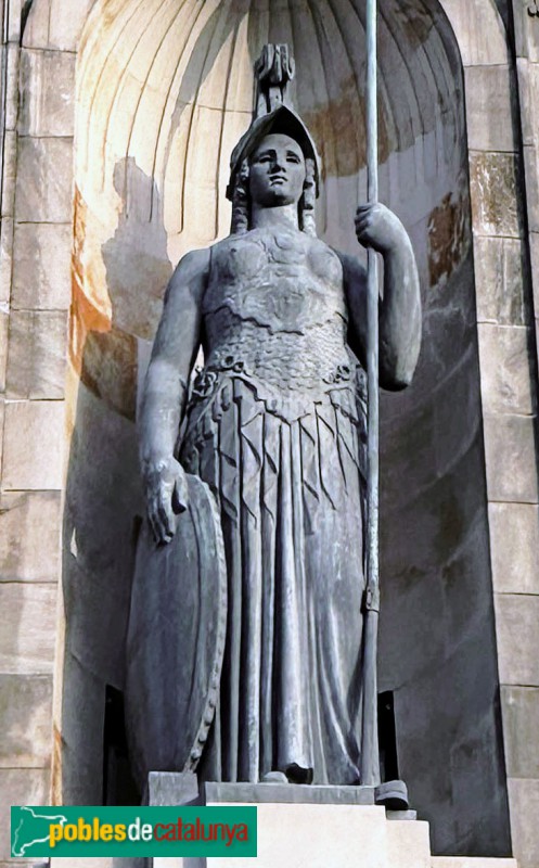 Barcelona - Plaça Catalunya, 21. Estàtua de Minerva