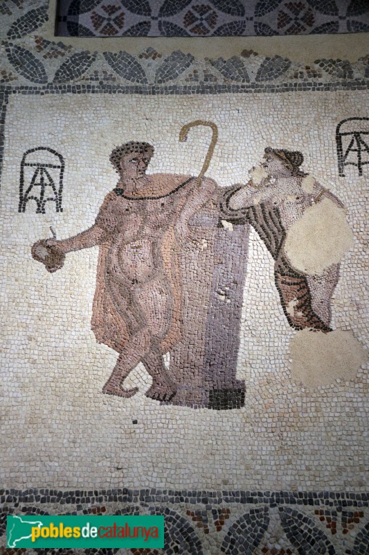 Girona - Museu Arqueològic. Mosaic de Can Pau Birol, segle III. Detall