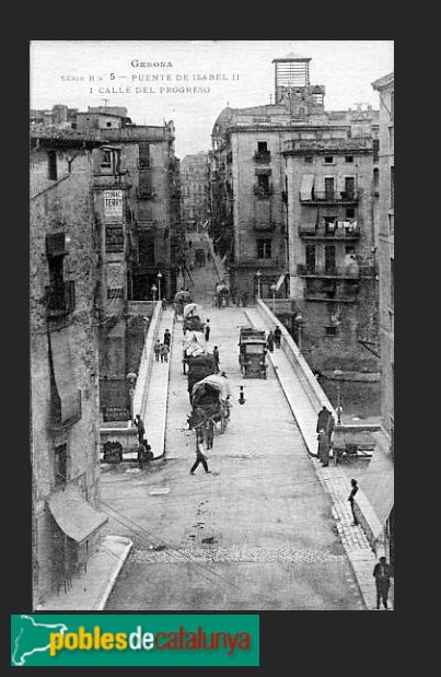Girona - Pont de Pedra. Postal antiga
