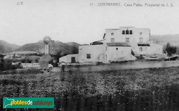 Can Palau, reproducció d'una postal del primer terç del segle XX (Foto: 2006) Can Palau, reproducció d'una postal del primer terç del segle XX