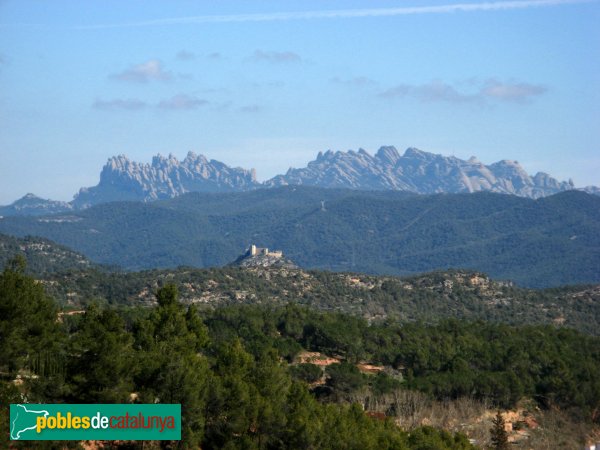 La Pobla de Claramunt - Castell i Montserrat al fons