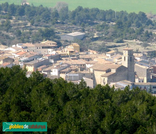 La Llacuna - Església de Santa Maria, des del castell