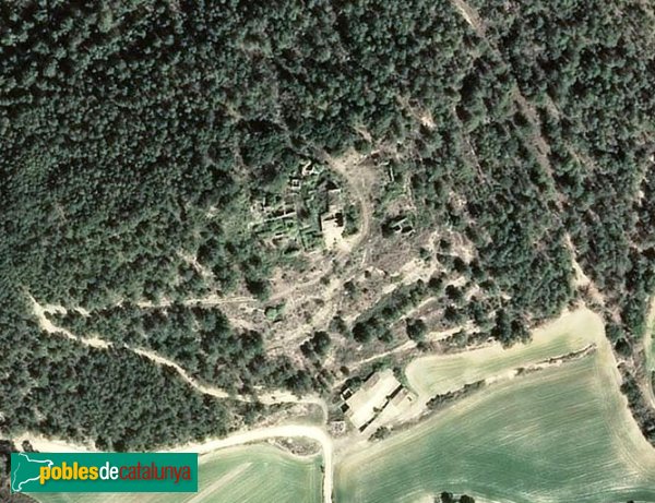 Argençola - Sant Pere de la Goda, vista aèria de les restes del nucli (Foto: Institut Cartogràfic de Catalunya, 2009) Argençola - Sant Pere de la Goda, vista aèria de les restes del nucli