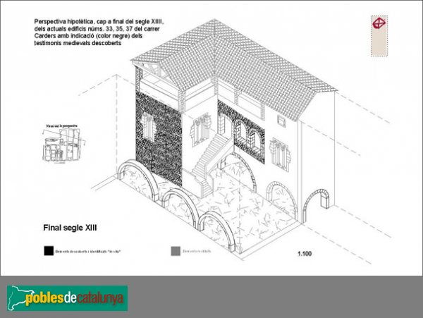 Barcelona - Esquema hipotètic de la casa del carrer Carders, 33