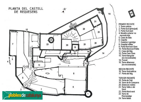 La Jonquera - Castell de Requesens, planta (Foto: Tantarantana) La Jonquera - Castell de Requesens, planta
