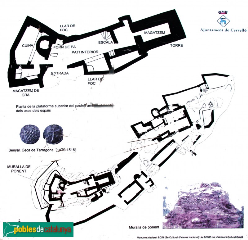 Cervelló - Castell, cartell explicatiu Cervelló - Castell, cartell explicatiu