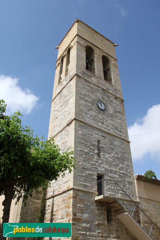 Vilagrassa - Campanar de l'església de Santa Maria (Foto: Albert Esteves, 2018) Vilagrassa - Campanar de l'església de Santa Maria