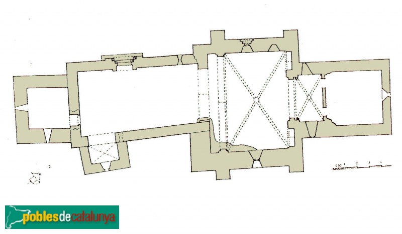 Escunhau - Església de Sant Pere, planta