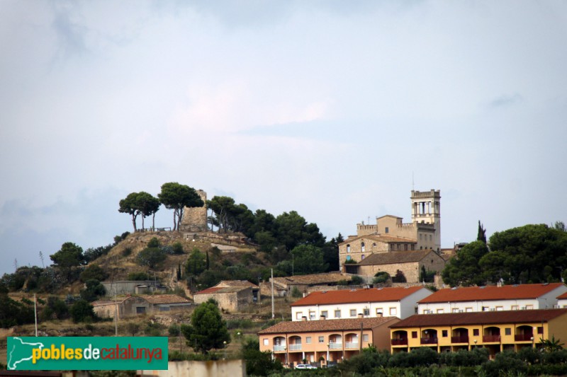 Banyeres del Penedès - Panoràmica de Cal Ventosa i el castell al fons