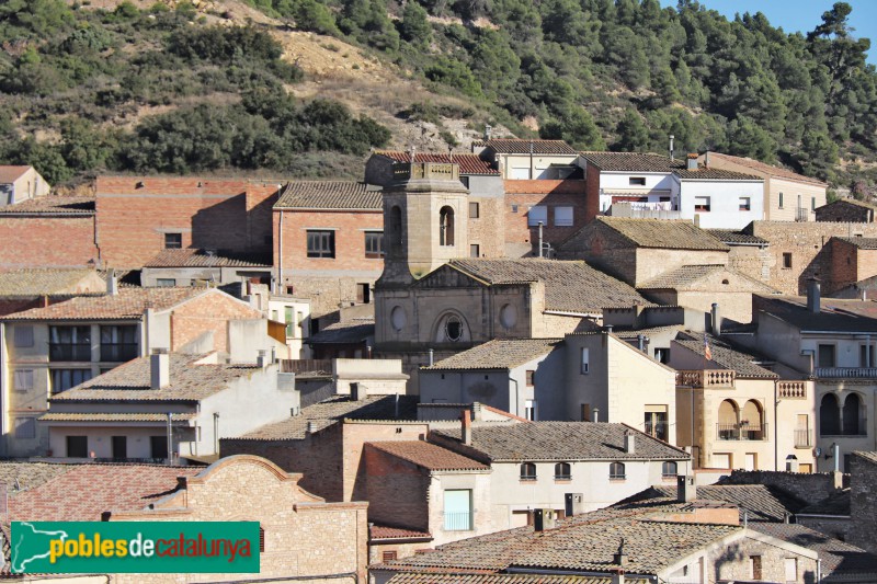 Vallbona de les Monges - L'església parroquial, entre les cases del poble