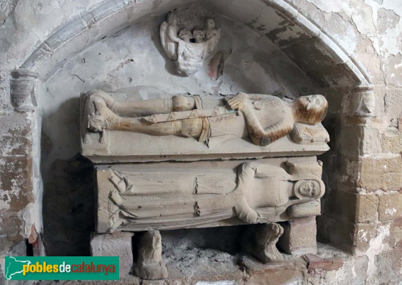 Vallbona de les Monges - Monestir de Santa Maria, sepulcre de Ferrer Alemany i Beatriu de Guimerà