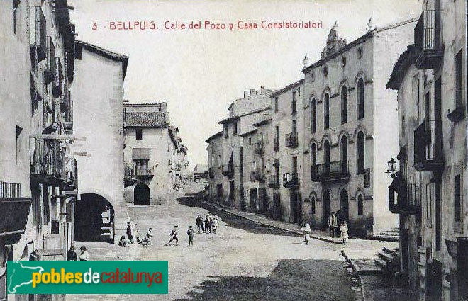 Bellpuig - Antic carrer del Pou (ara Homentage a la Vellesa) postal antiga